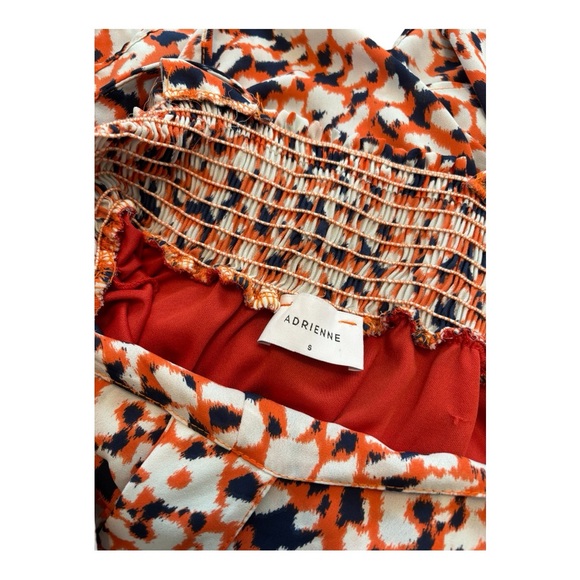 ADRIENNE Babydoll Navy Blue, Orange and White Dress Size S - Picture 5 of 5